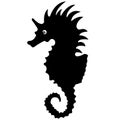 Silhouette of an exotic, decorative fish seahorse. T-shirt, logo or tattoo emblem with design elements Royalty Free Stock Photo