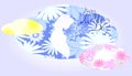 Silhouette of expectant mother in a cloud of flowers. EPS10 vector illustration. Royalty Free Stock Photo