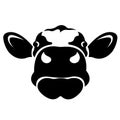 Silhouette face, cow head, painted in black. Logo animal cow.