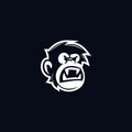 Silhouette Face monkey angry logo vector design template inspiration idea