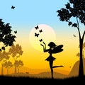 Silhouette Fairy Shows Faries Fairyland And Silhouettes Royalty Free Stock Photo