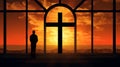 The Silhouette of Faith Christien Cross Symbol Royalty Free Stock Photo