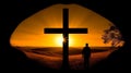 The Silhouette of Faith Christien Cross Symbol Royalty Free Stock Photo