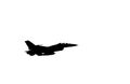 Silhouette Falcon Fighter Jet Military Aircraft Flying On White Background