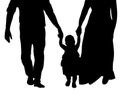 Silhouette family with baby go by the arms, legs Royalty Free Stock Photo