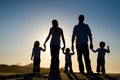 Silhouette of a family of five Royalty Free Stock Photo