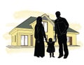 Silhouette family house on the background Royalty Free Stock Photo