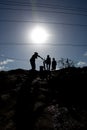 Silhouette of family in Langa