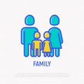 Silhouette of family. Man, woman and two children: boy and girl Royalty Free Stock Photo