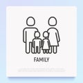 Silhouette of family. Man, woman and two children: boy and girl thin line icon. Modern vector illustration Royalty Free Stock Photo