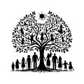 A Silhouette Family Tree Vector File (Editable). Royalty Free Stock Photo