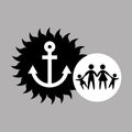 Silhouette family vacation sailor anchor