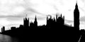 Silhouette of the famous London's landmark Big Ben and house of parliament, London, UK Royalty Free Stock Photo