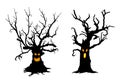 Silhouette of fantasy, bare scary trees. Halloween Royalty Free Stock Photo