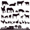 Silhouette of farm animals Royalty Free Stock Photo