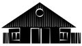 Silhouette farm barn or house isolated on white background. Rural clipart