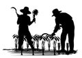 Silhouette Farmer harvest rice cartoon shape