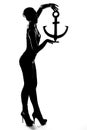 Silhouette fashion girl with anchor