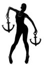 Silhouette fashion girl with anchor