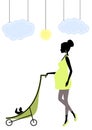 Silhouette of a fashionable pregnant woman