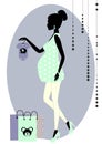 Silhouette of a fashionable pregnant woman