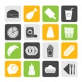 Silhouette fast food and drink icons Royalty Free Stock Photo