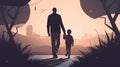 silhouette of father and son Royalty Free Stock Photo