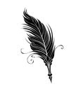 Silhouette feather pen on white background