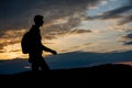 The silhouette of a fellow traveler Royalty Free Stock Photo