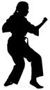 Silhouette of a female athlete kata karate vector