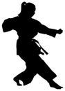 Silhouette of a female athlete kata karate vector