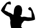 Silhouette of Female Bodybuilder Flexing Royalty Free Stock Photo