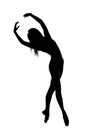 silhouette of female dancer in black and white