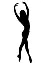 Silhouette of female dancer in black and white