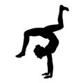 silhouette of a female dancer doing handstand breakdance. Royalty Free Stock Photo