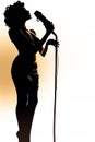Silhouette of a female diva vocalist