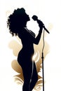 Silhouette of a female diva vocalist