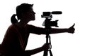 Silhouette of Filmmaker or Content Creator or Casting Director with a Camera