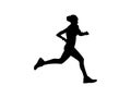 Silhouette of a Female Marathon Runner Vector White Background Silhouette Runner Illustration Royalty Free Stock Photo
