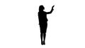 Silhouette a female newsreader presenting the news. White background