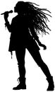 Silhouette of a female reggae singer singing. Generative AI Royalty Free Stock Photo