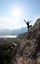 Silhouette of a female rock climber