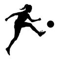 silhouette of a female soccer player in action pose. Royalty Free Stock Photo