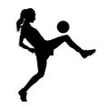 silhouette of a female soccer player in action pose. Royalty Free Stock Photo