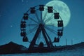 Night Ferris Wheel Under the Moon Royalty Free Stock Photo