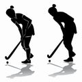 Silhouette of a field hockey player, vector draw