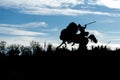 Silhouette of the fighting rider in Lustgarten Park in Berlin