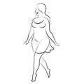 Silhouette figure of a slender woman. The girl is standing. The lady is full of beauty and sexuality. girl is overweight