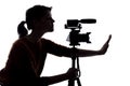 Silhouette of Filmmaker or Content Creator or Casting Director with a Camera