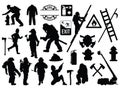 Set of Firefighters silhouette vector art